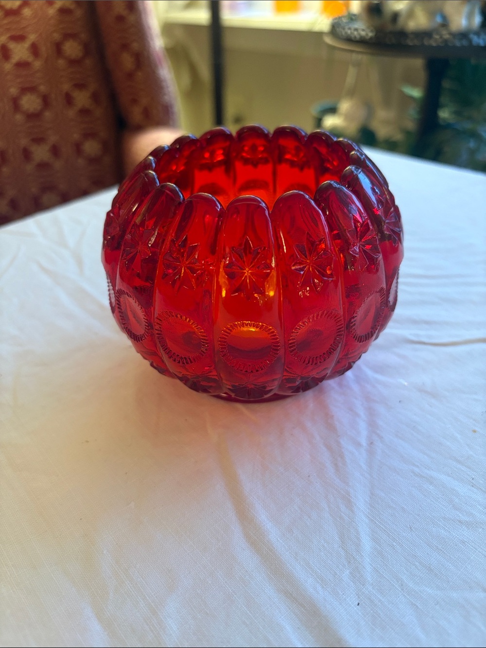 Fenton Ruby Red Priscilla Rose Bowl